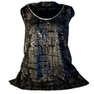 NWOT Vera Wang layerd sequin belted tank blouse